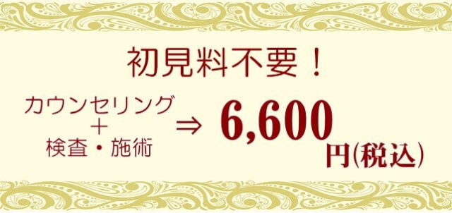 初見料不要、カウンセリングと検査、施術で税込み6600円