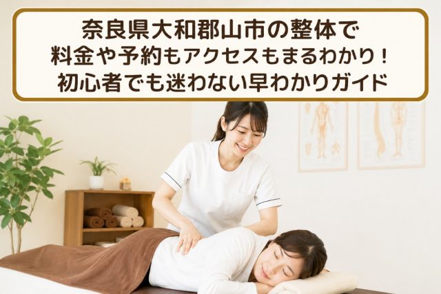 奈良県大和郡山市の整体で料金や予約もアクセスもまるわかり！初心者でも迷わない早わかりガイド