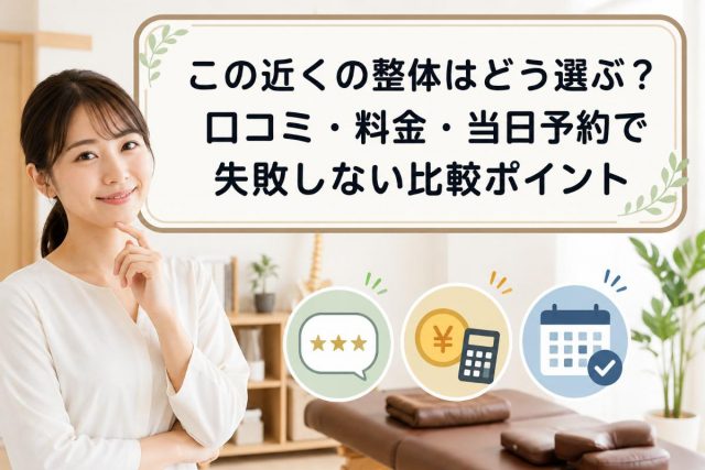 この近くの整体はどう選ぶ？口コミ・料金・当日予約で失敗しない比較ポイント